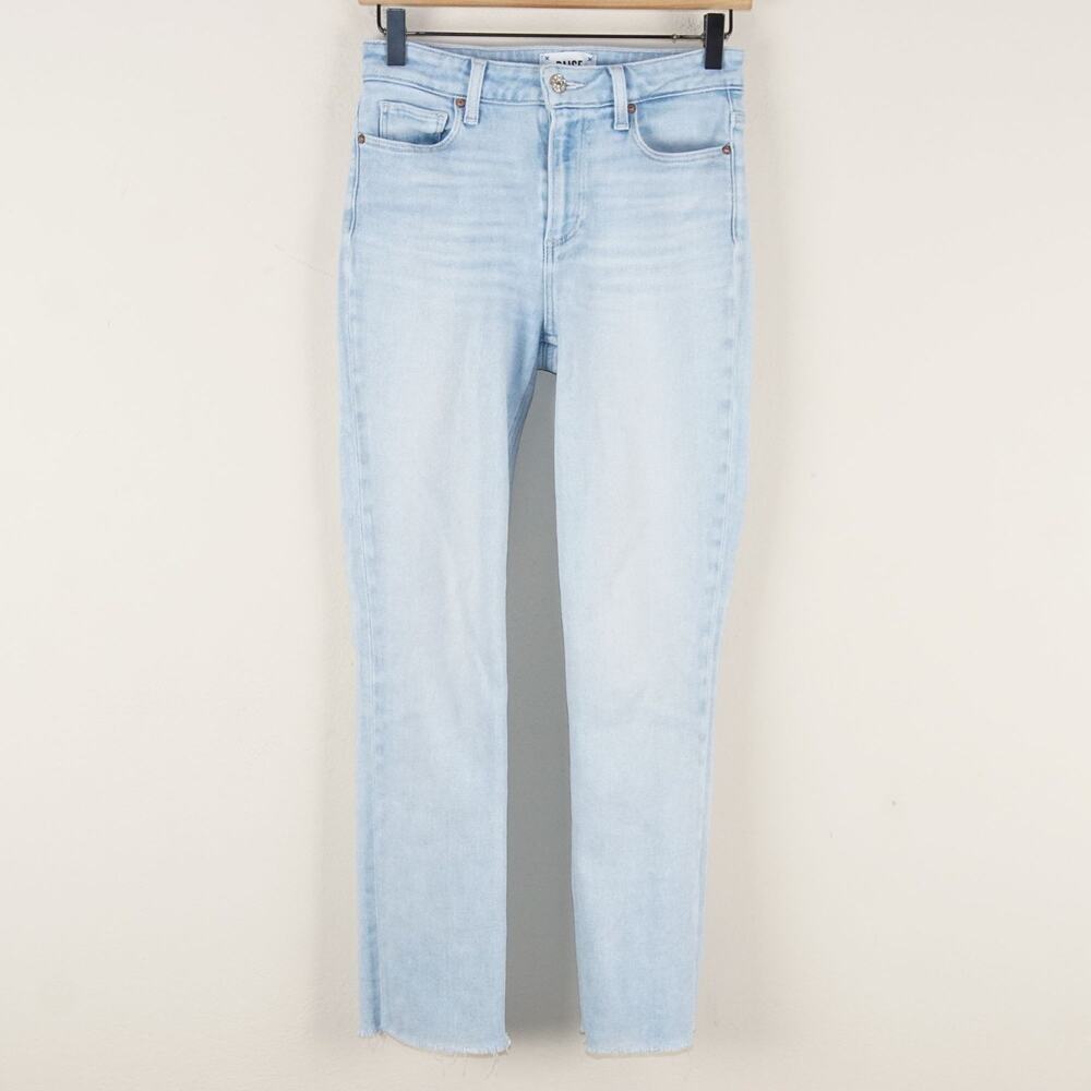 Paige High Waist Ankle Straight Cindy Park Ave Light Wash Blue Jeans Sz 26